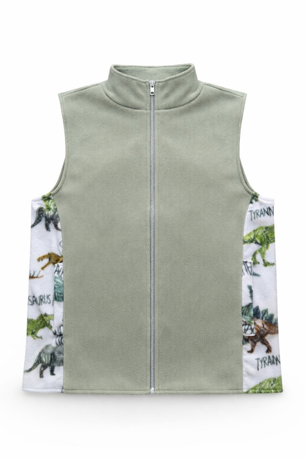 Green Dinosaur Fleece Vest