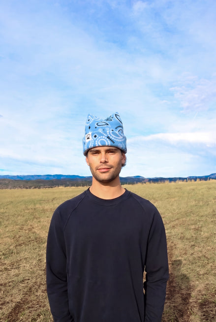 Blue Bandana Four Point Beanie