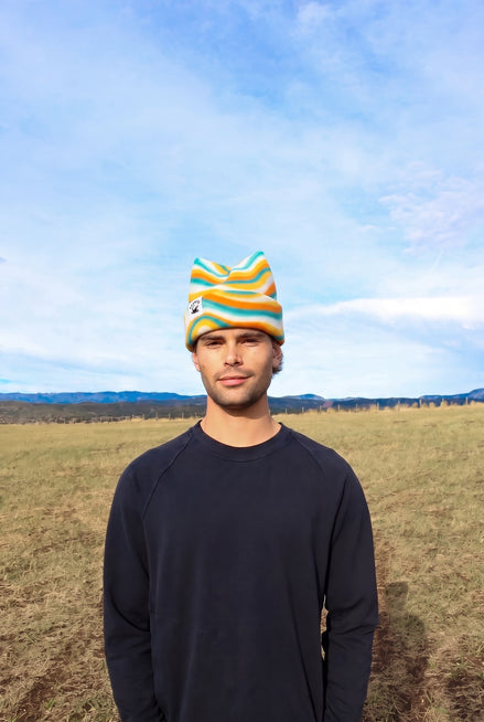 Retro Swirl Fleece Four-Point Beanie