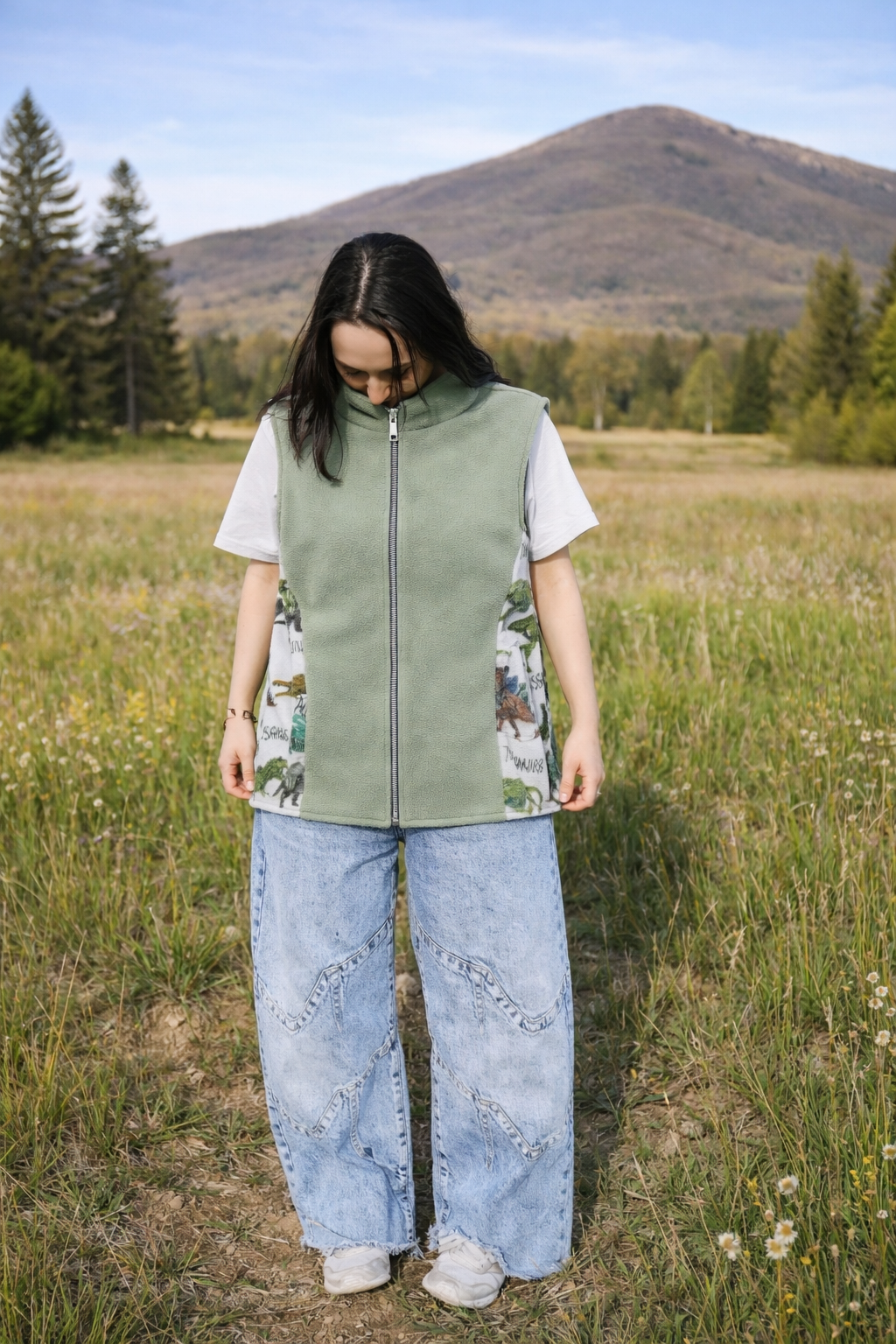 Green Dinosaur Fleece Vest