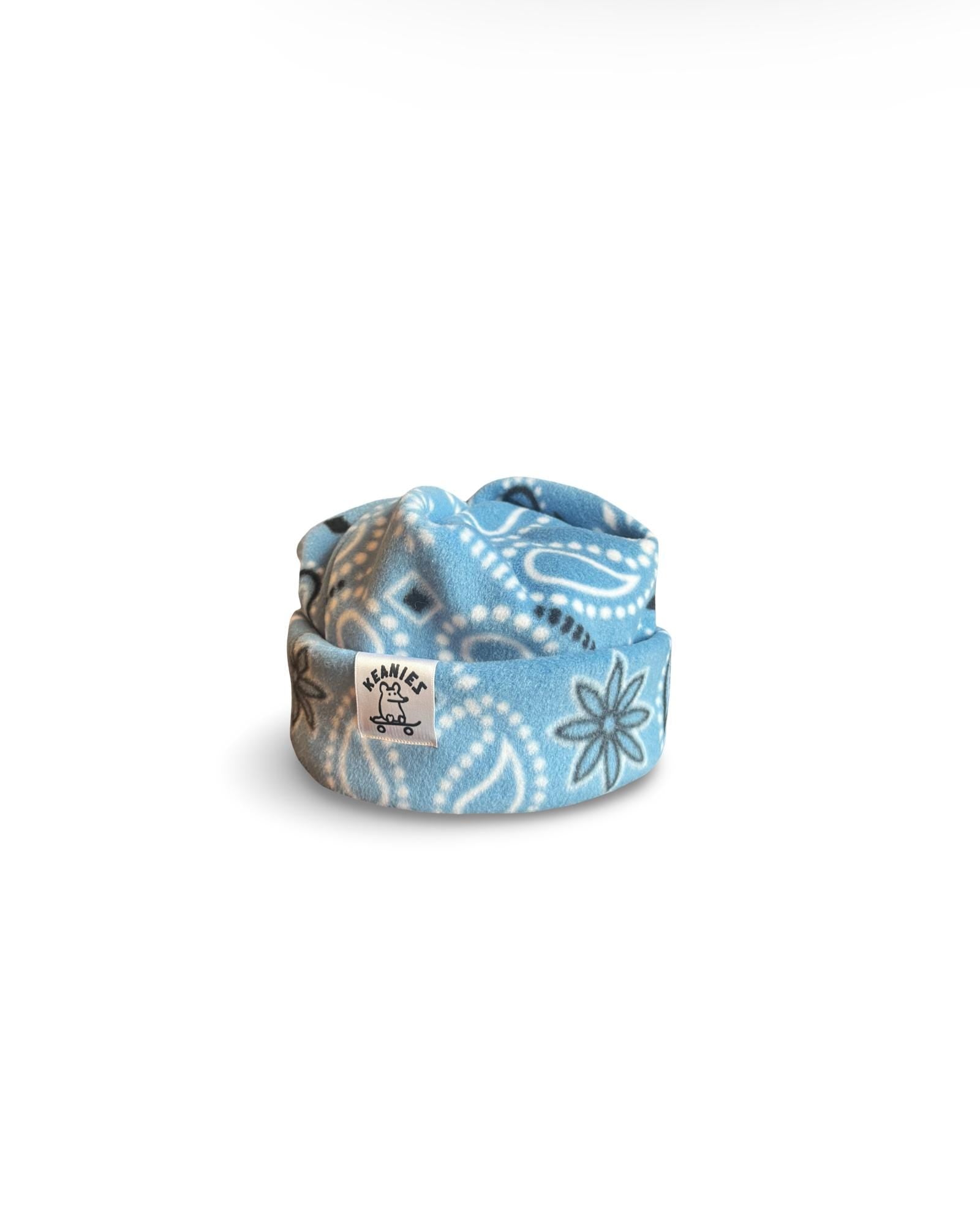 Blue Bandana Box Top Beanie | Custom Fit