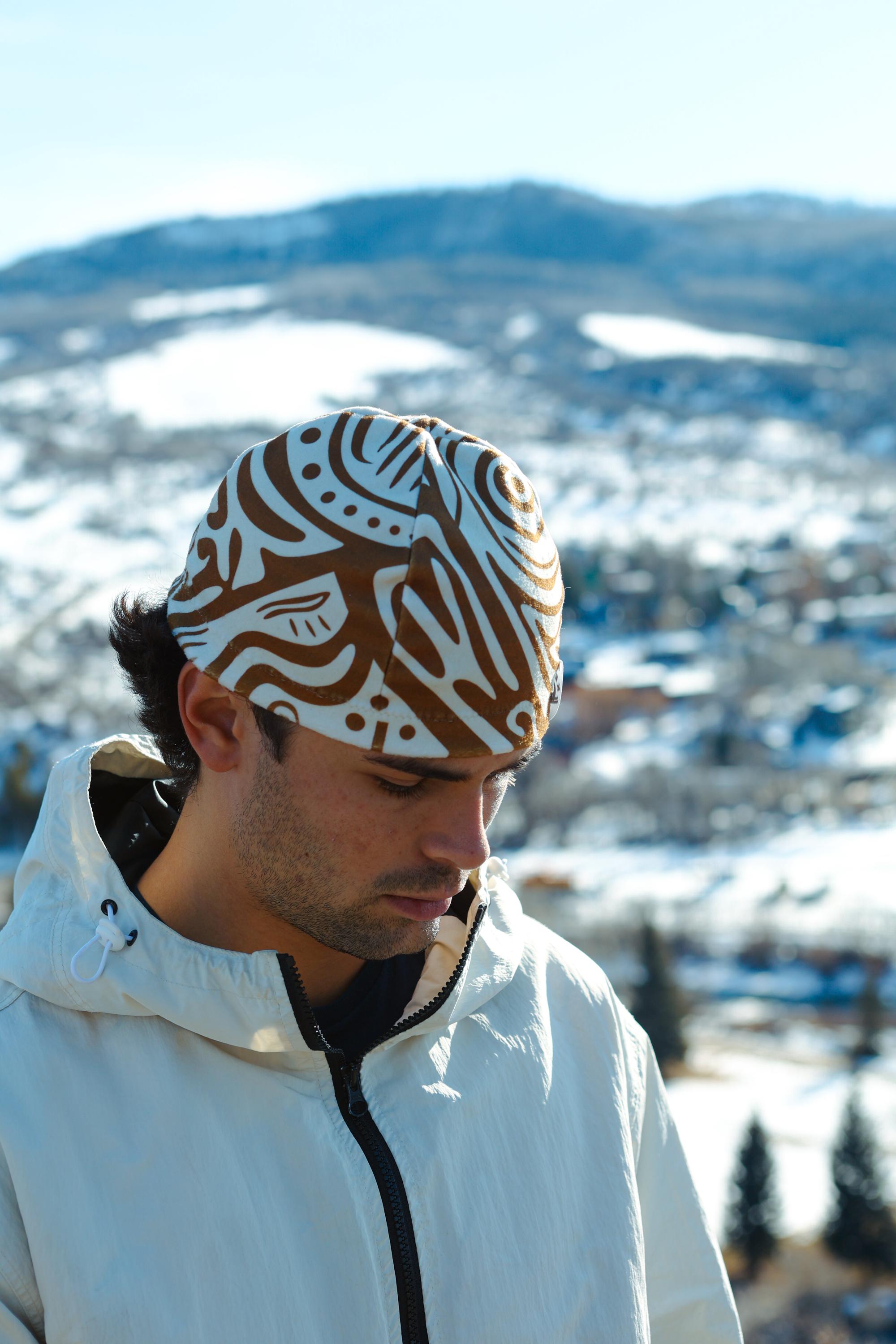 Brown Abstract Skull Cap | Polartec Fleece