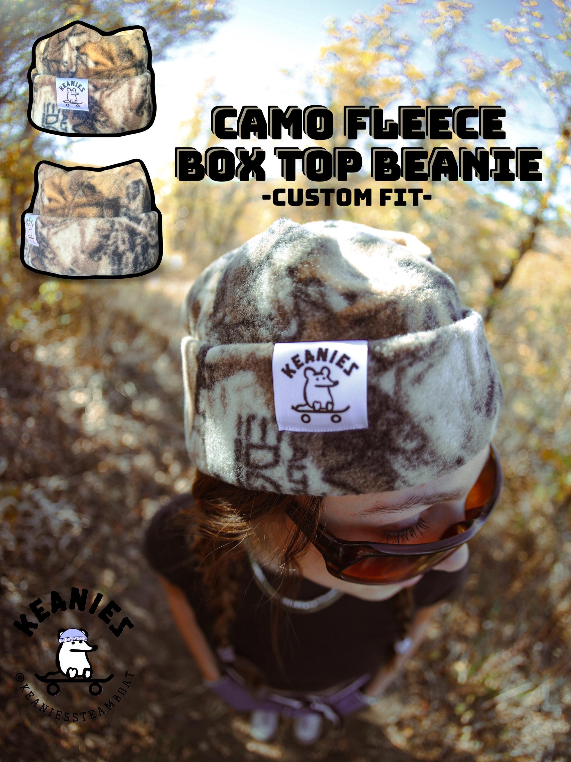 Camo Box Top Fleece Beanie | Custom fit