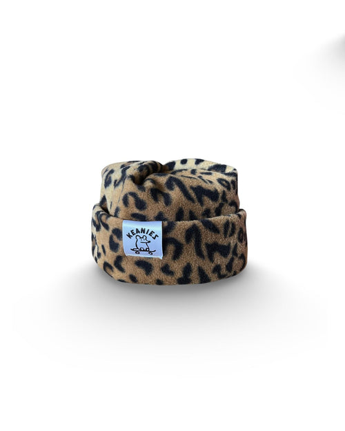 Cheetah Print Fleece Box Top Beanie | Custom Fit