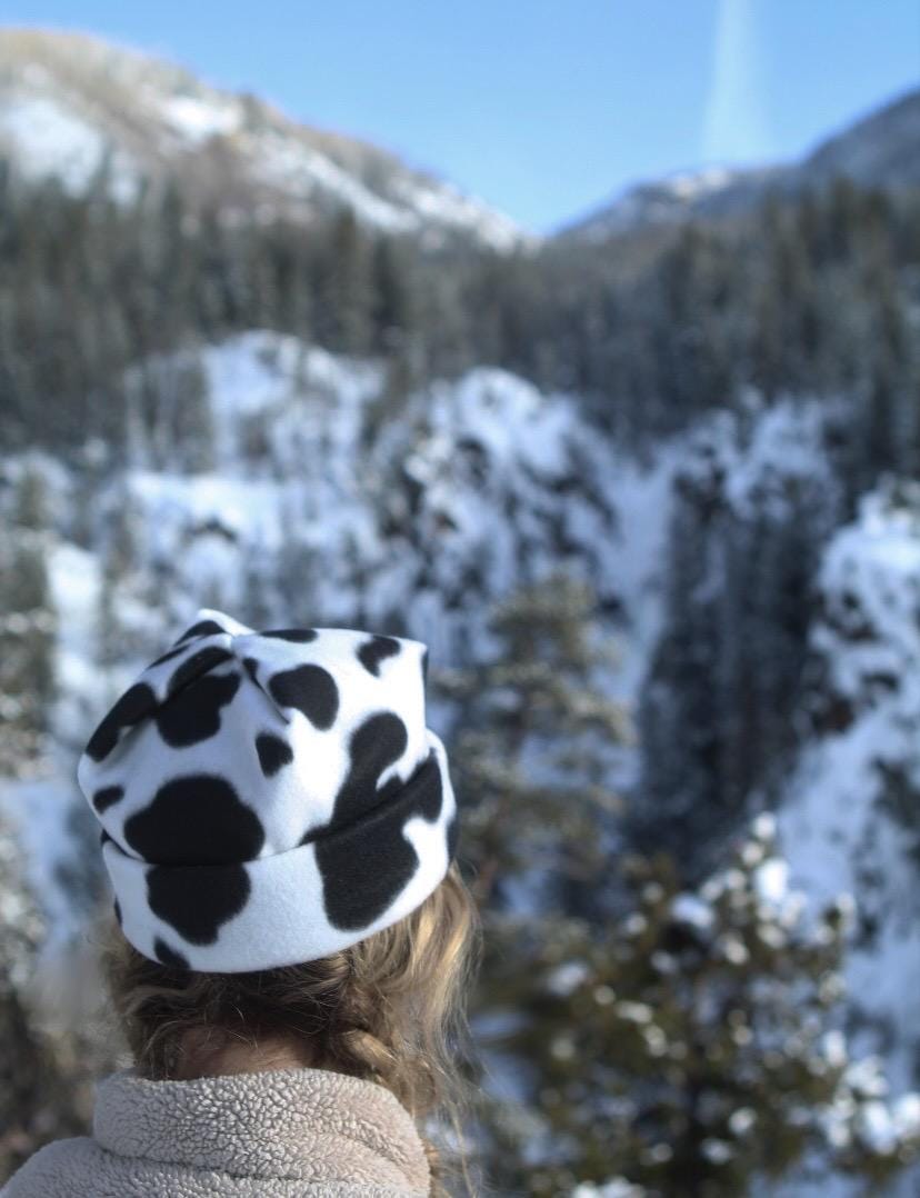 Cow Box Top Fleece Beanie | Custom Fit