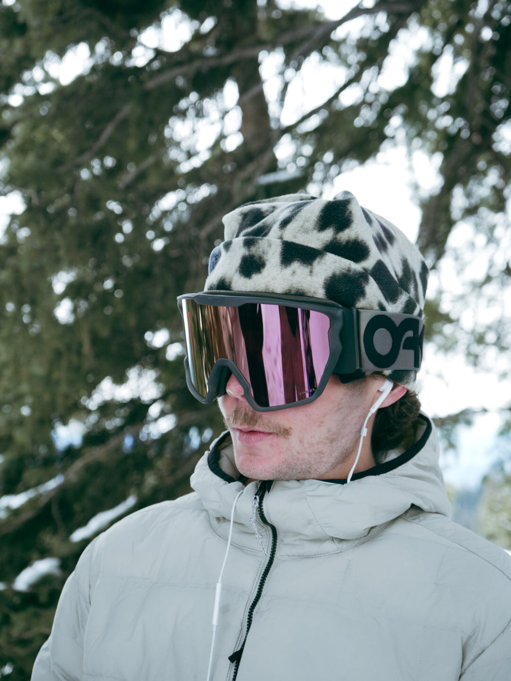 Snow Leopard Box-top Fleece Beanie