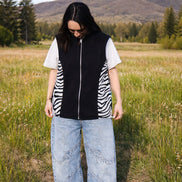 Zebra and Black Fleece Vest