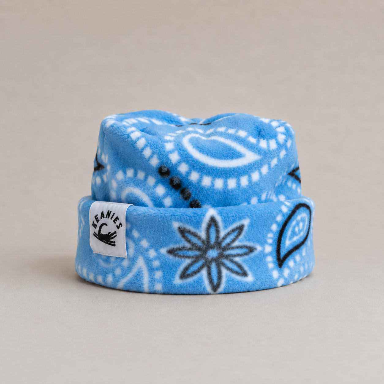 Blue Bandana Box Top Beanie