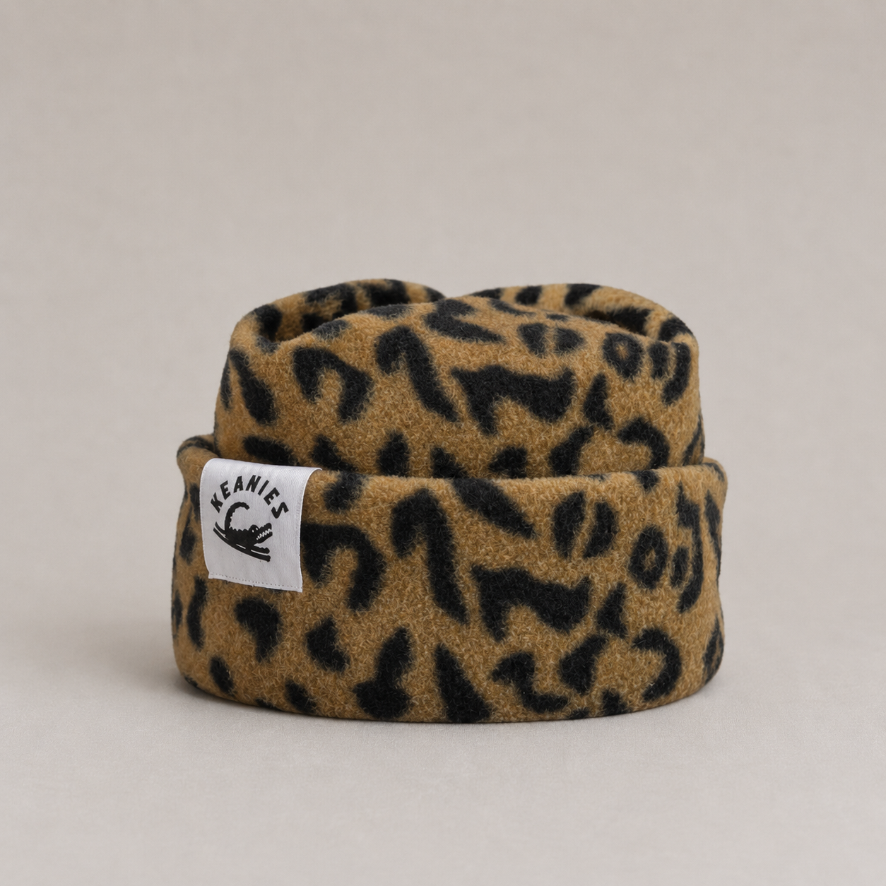 Cheetah Print Fleece Box Top Beanie