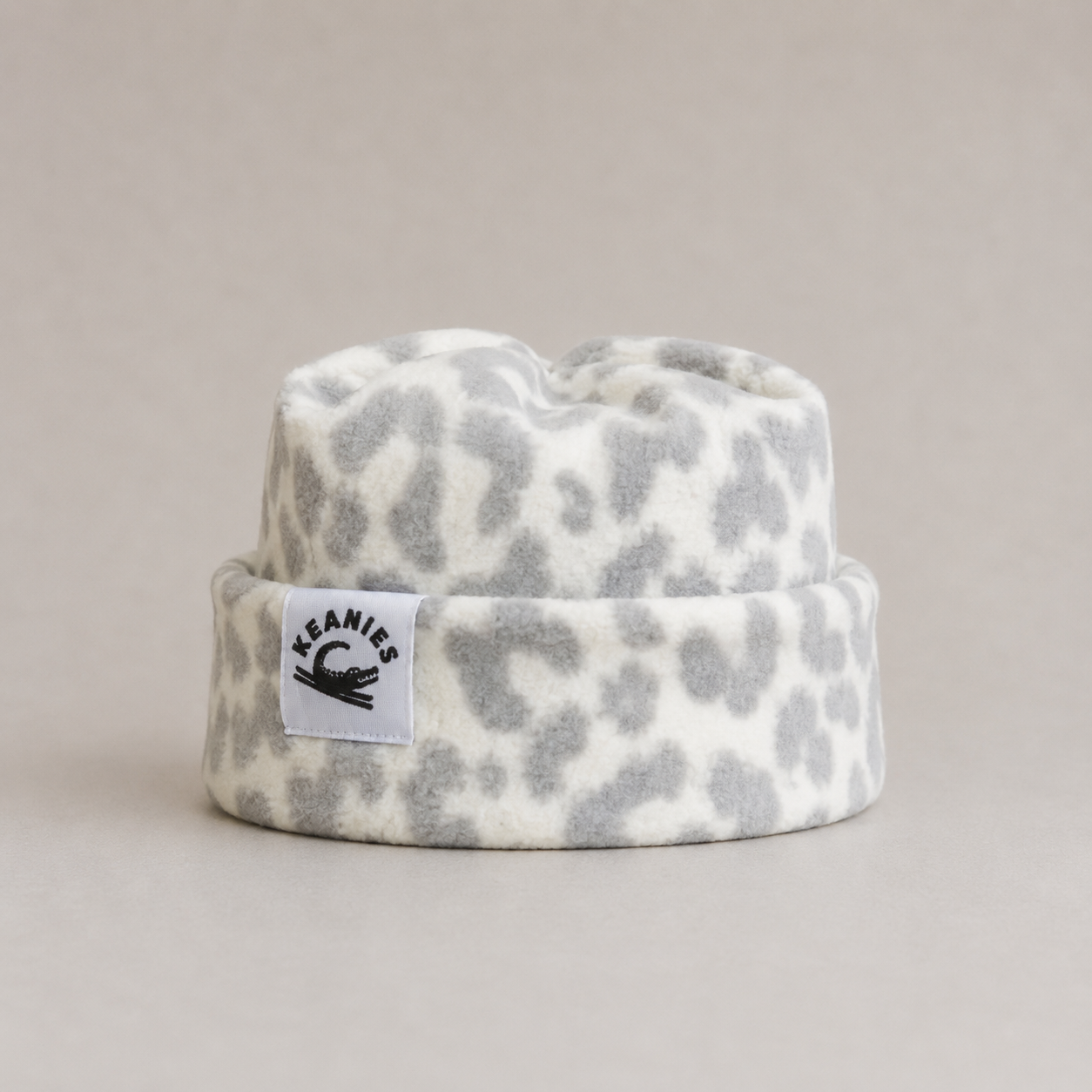 Snow Cheetah Box-Top Beanie