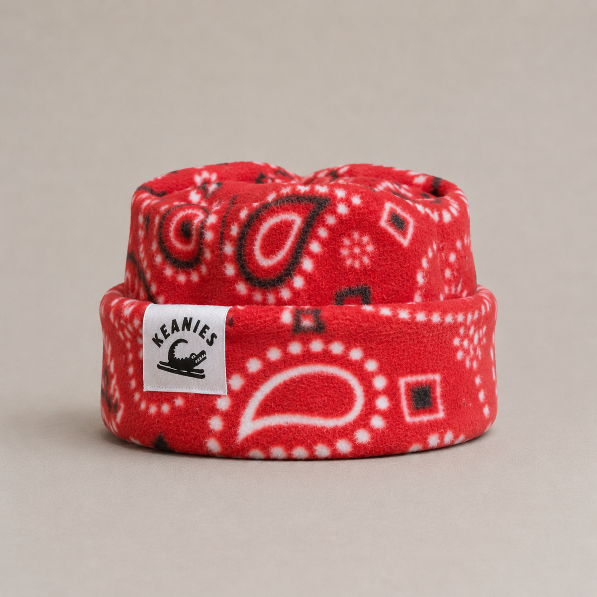 Red Bandana Box Top Beanie