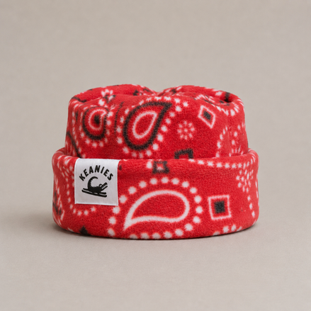 Red Bandana Box Top Beanie