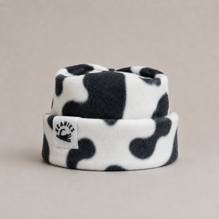 Cow Box Top Fleece Beanie