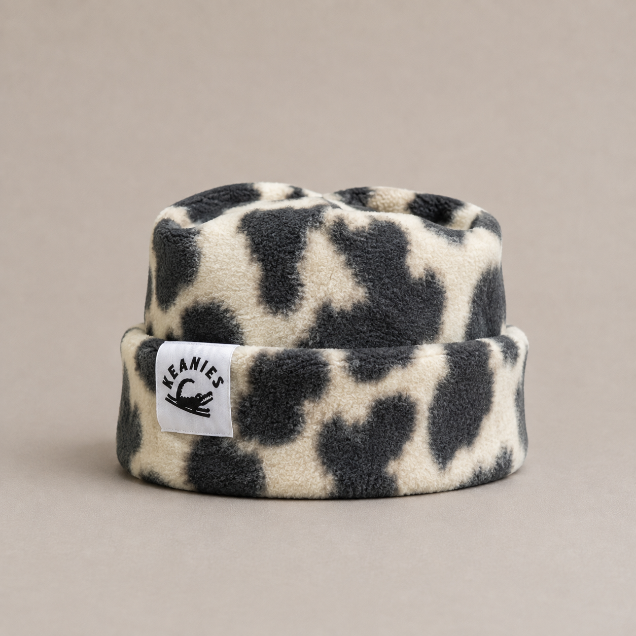 Snow Leopard Box-top Fleece Beanie