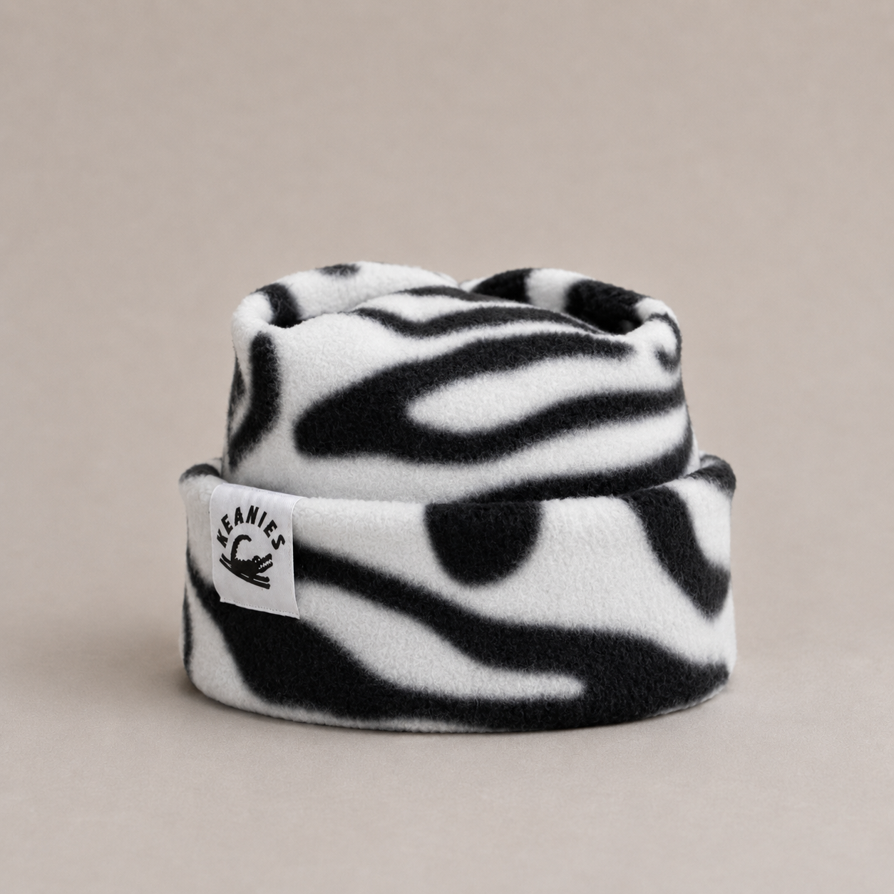 Zebra Box-Top Fleece Beanie