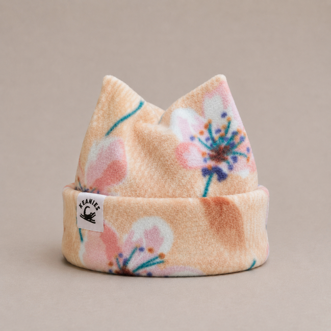 Pink Flower Four Point Beanie