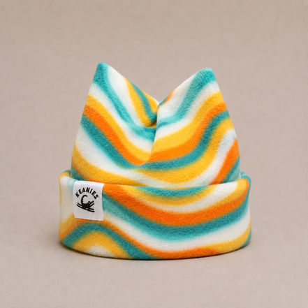 Retro Swirl Fleece Four-Point Beanie