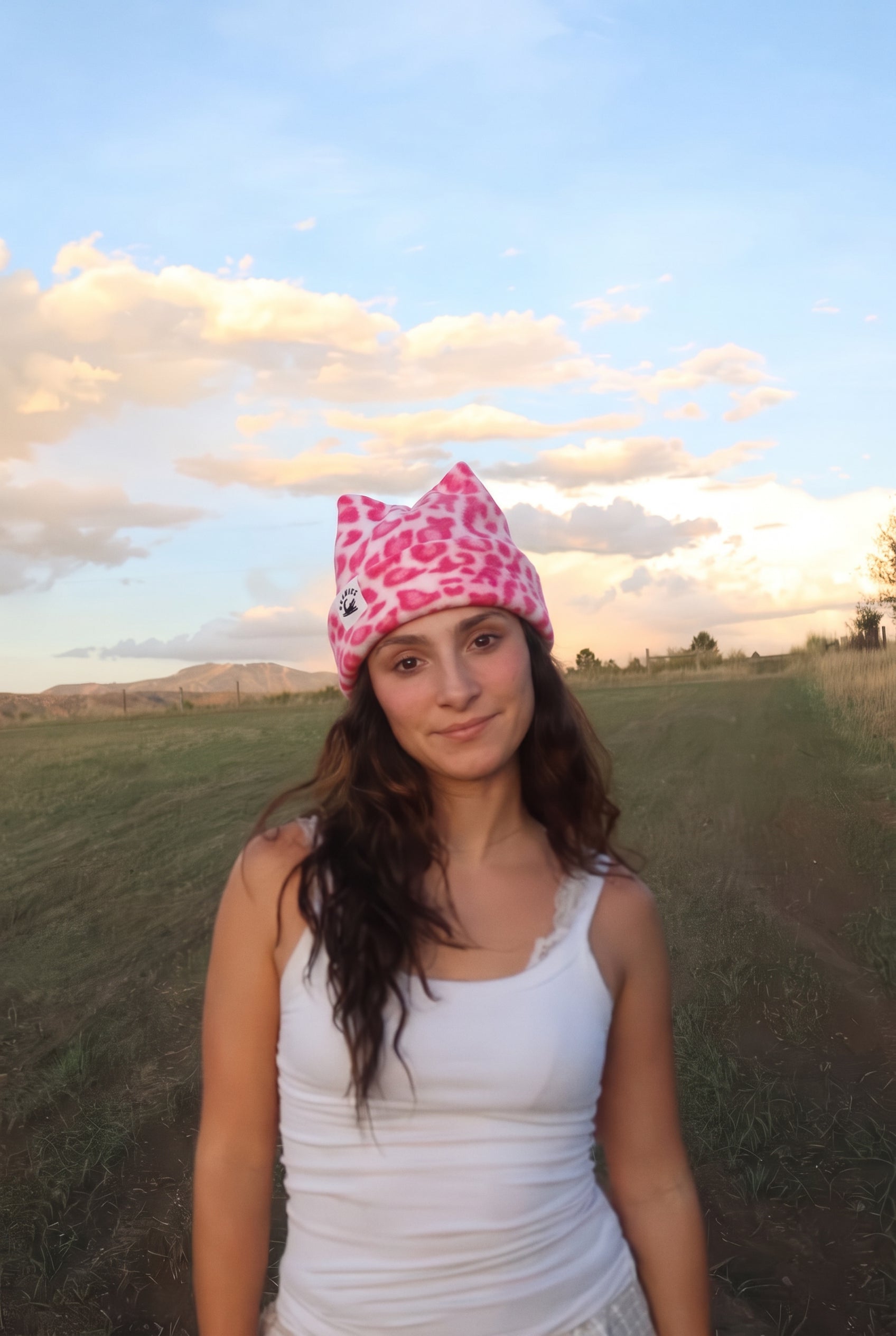 Pink Cheetah Four Point Beanie