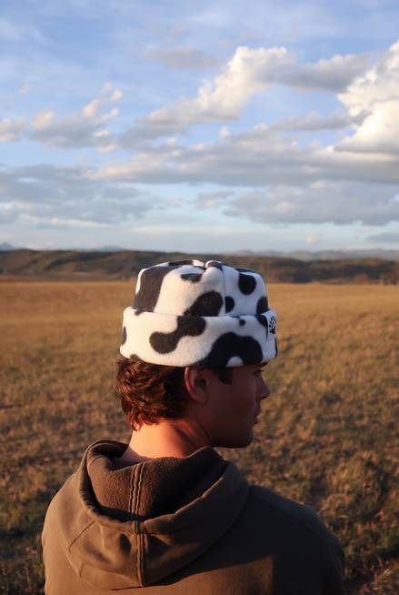 Cow Box Top Fleece Beanie