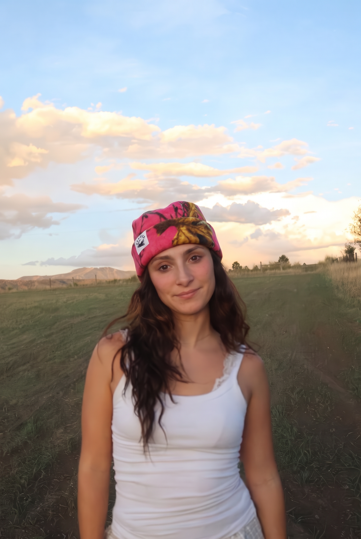 Pink Camo Box-Top Beanie