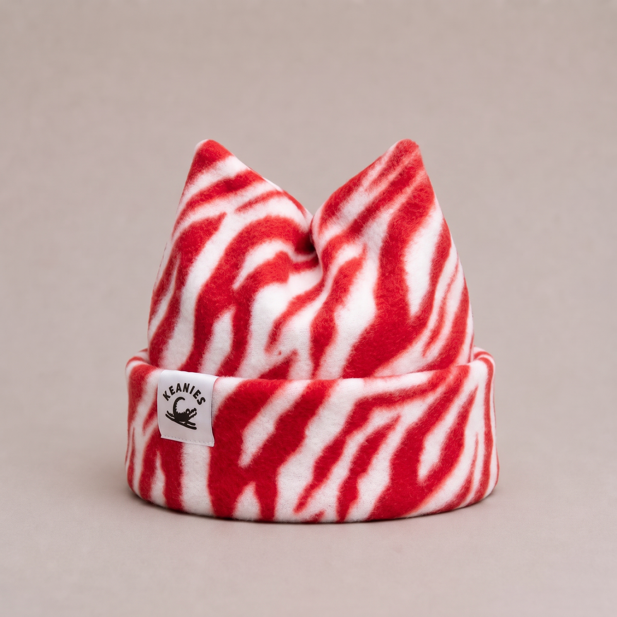 Red Zebra Box Four-Point Fleece Beanie