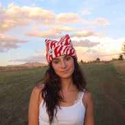 Red Zebra Box Four-Point Fleece Beanie