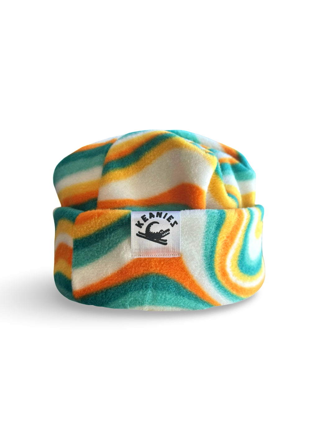 Retro Swirl Fleece Box-Top Beanie