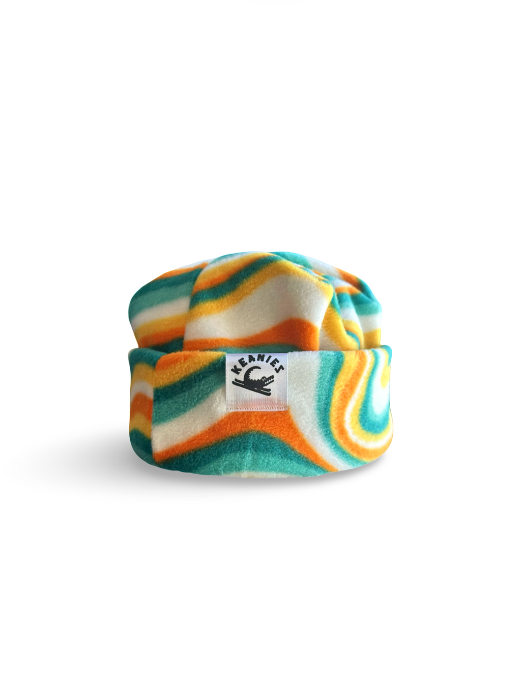 Retro Swirl Fleece Box-Top Beanie