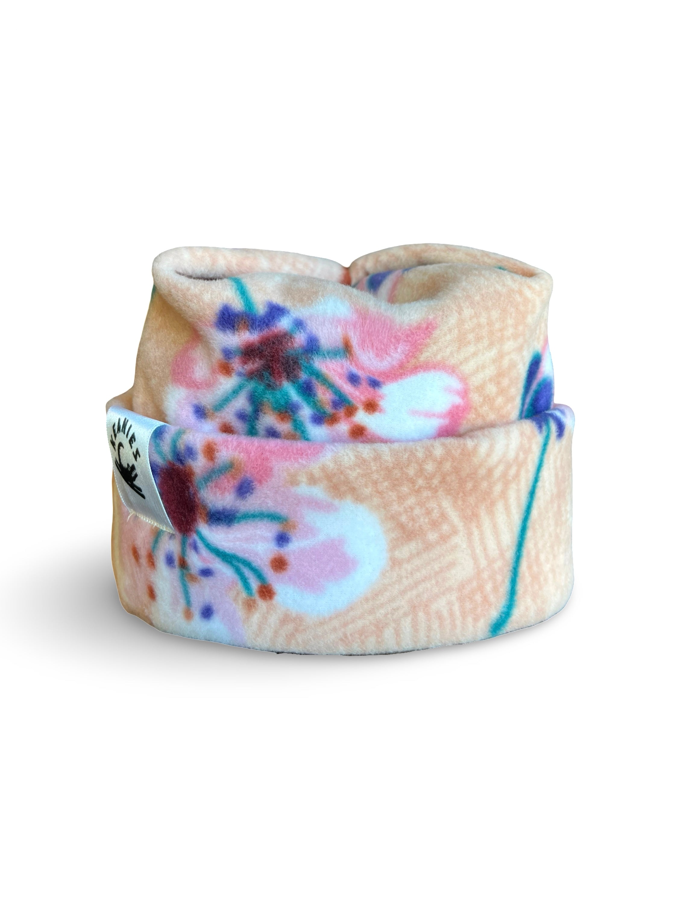 Pink Flower Box Top Beanie