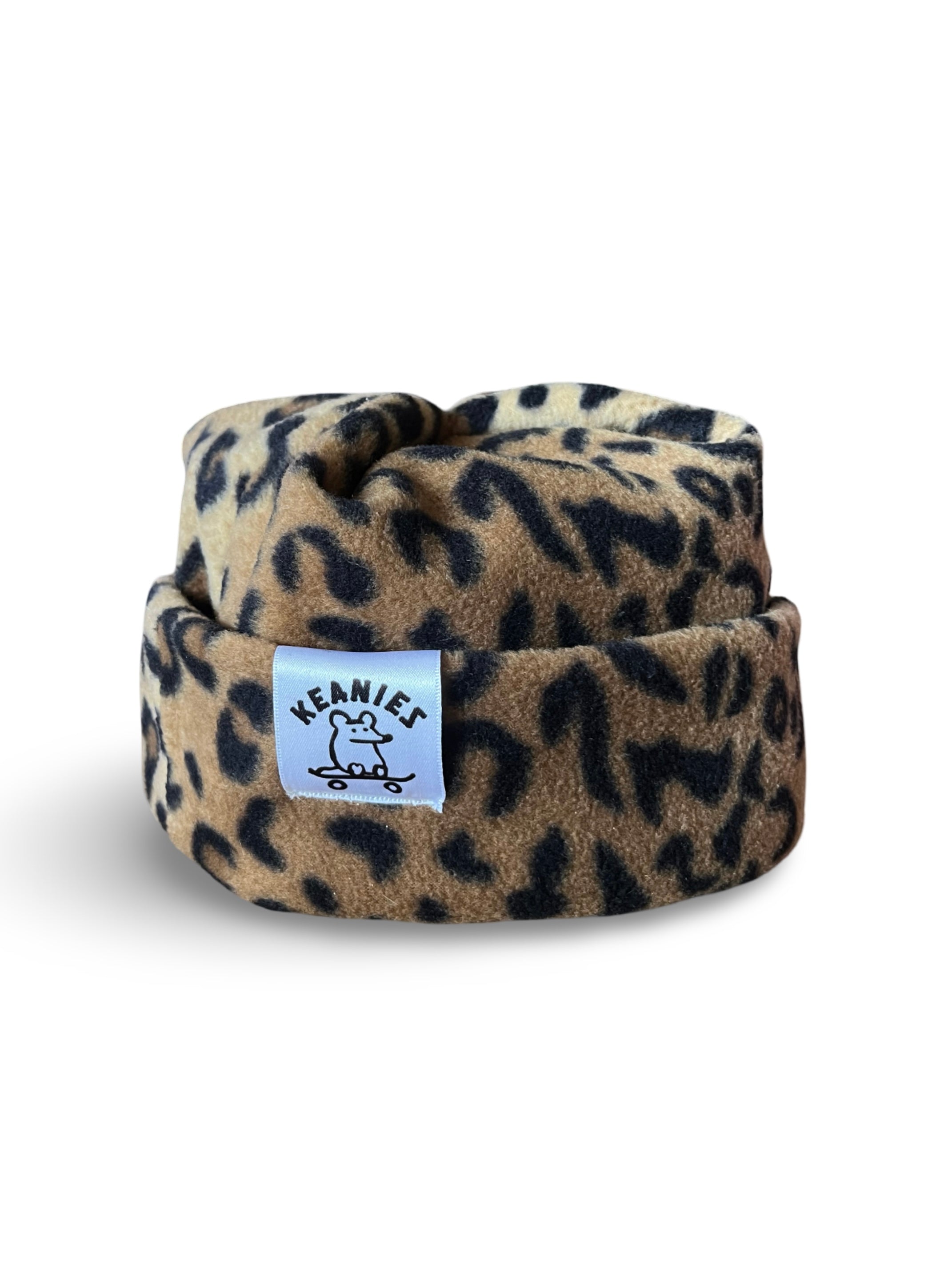 Cheetah Print Fleece Box Top Beanie