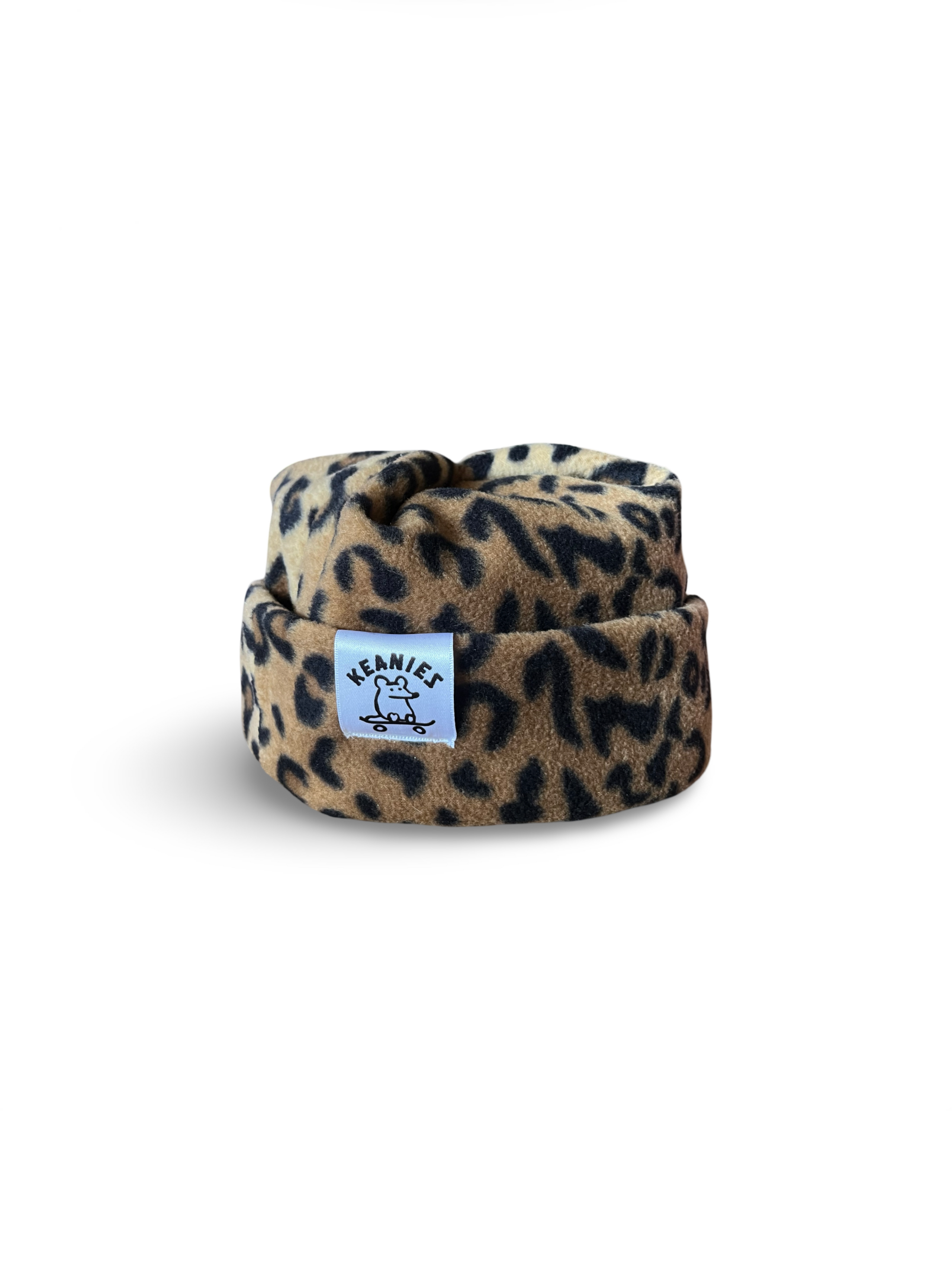 Cheetah Print Fleece Box Top Beanie