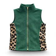 Cheetah and Green Fleece Vest