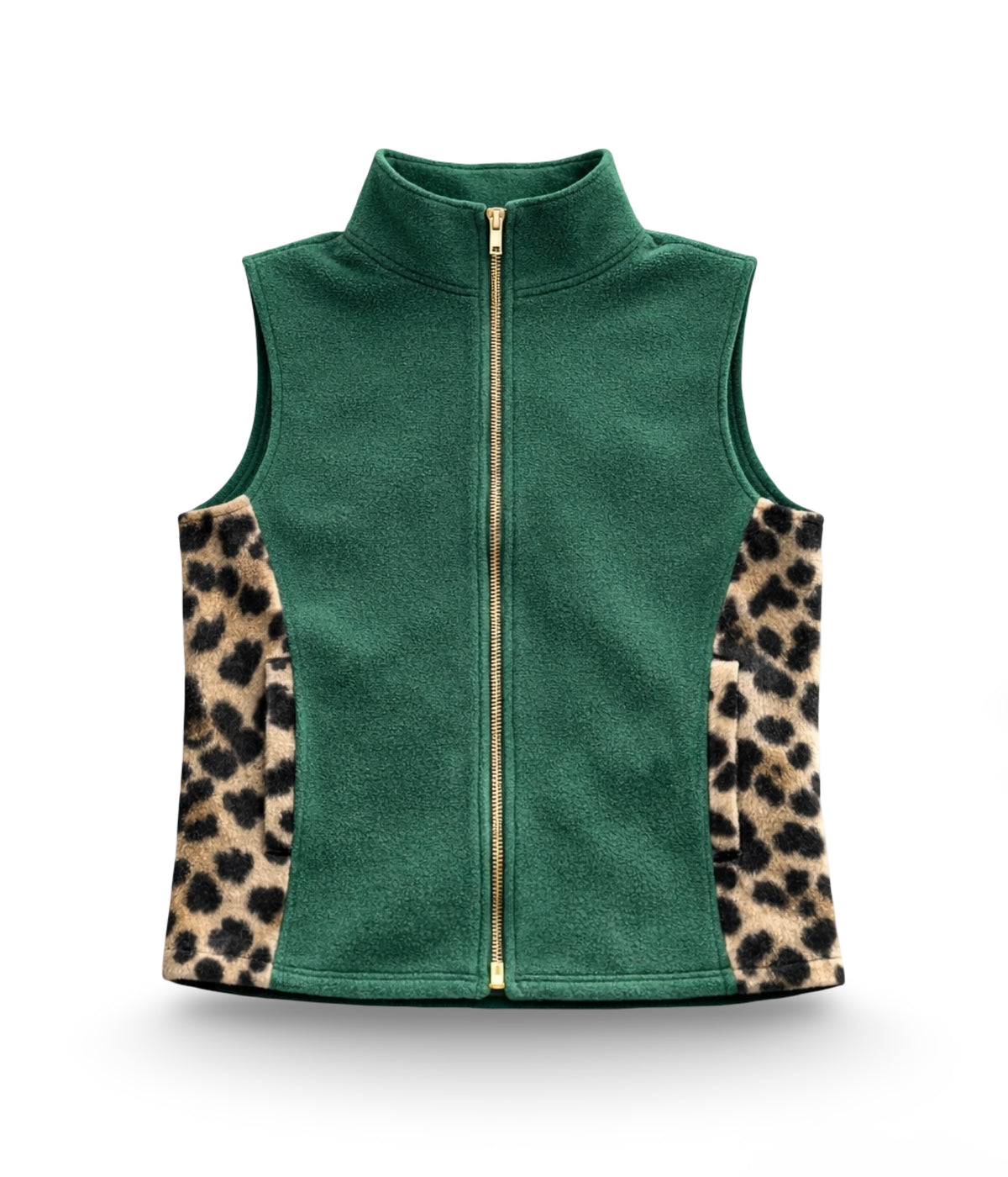 Cheetah and Green Fleece Vest