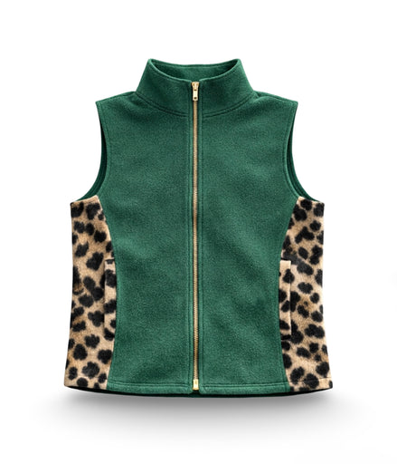 Cheetah and Green Fleece Vest