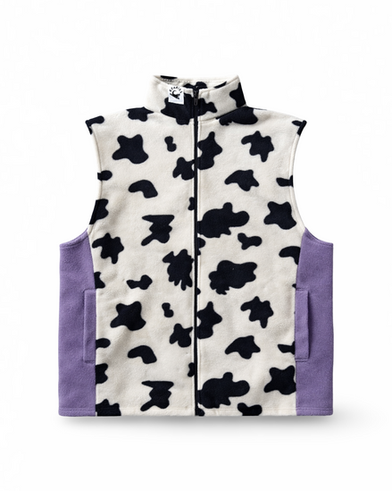 Cow and Purple Fleece Vest