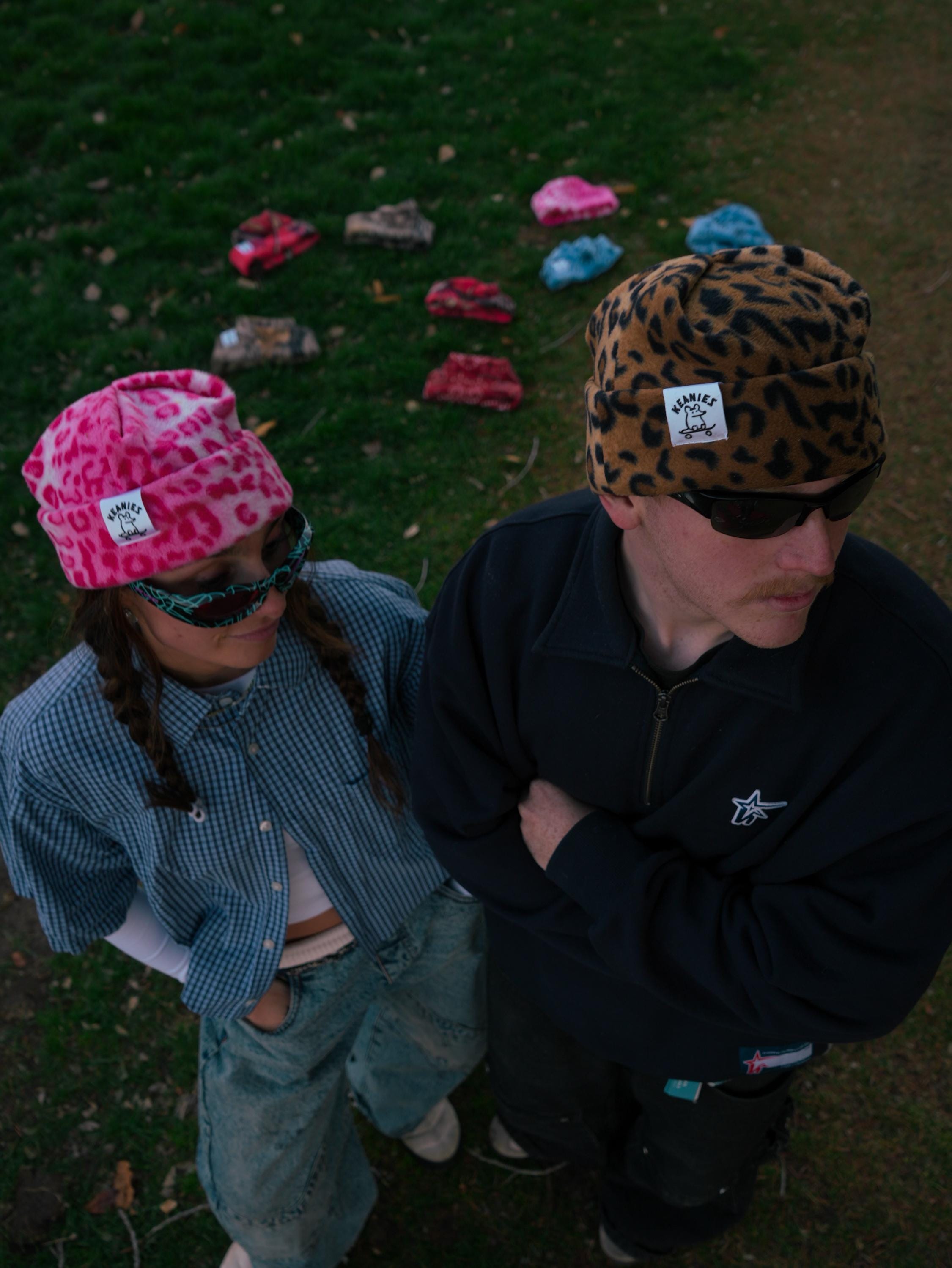Pink Cheetah Box Top Fleece Beanie | Custom fit