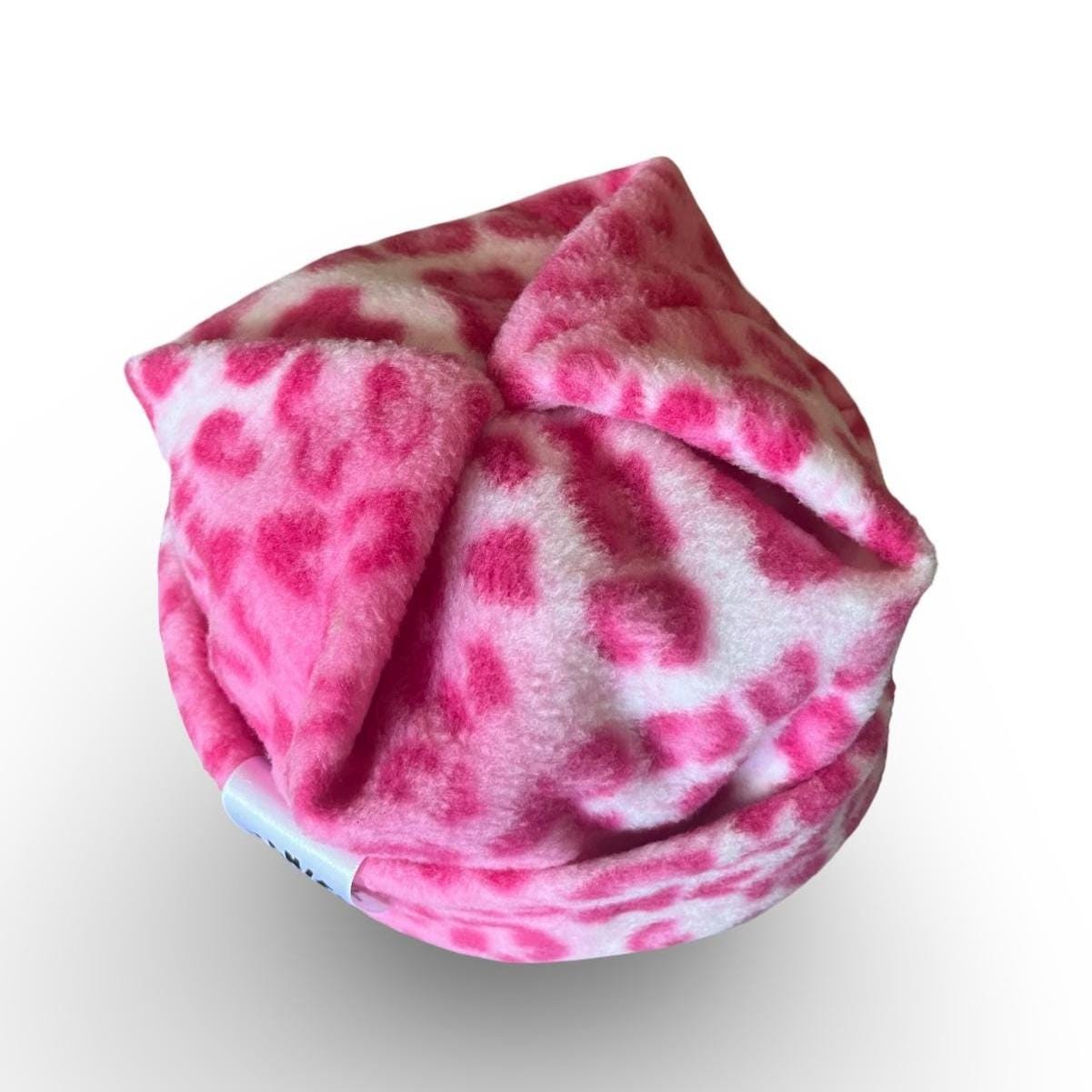 Pink Cheetah Box Top Fleece Beanie | Custom fit