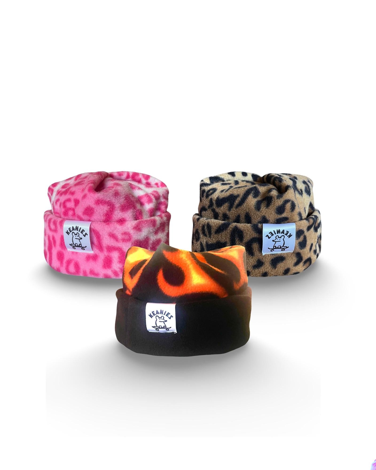 Pink Cheetah Box Top Fleece Beanie | Custom fit