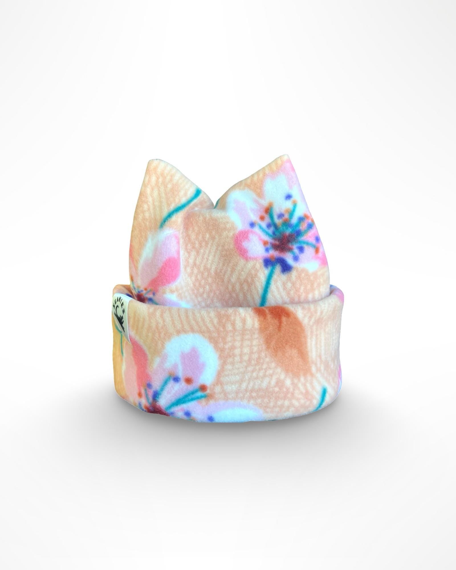 Pink Flower Four Point Beanie | Custom Fit