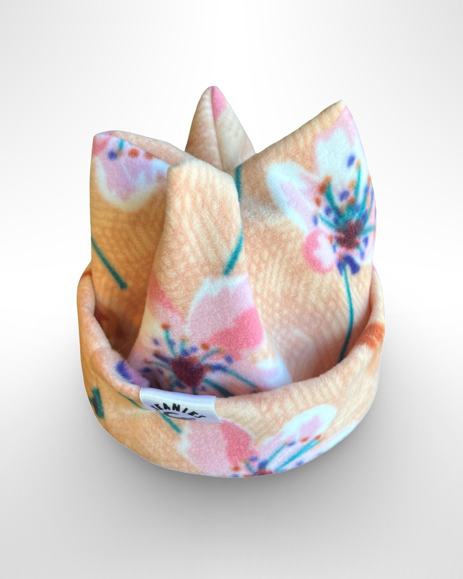 Pink Flower Four Point Beanie | Custom Fit