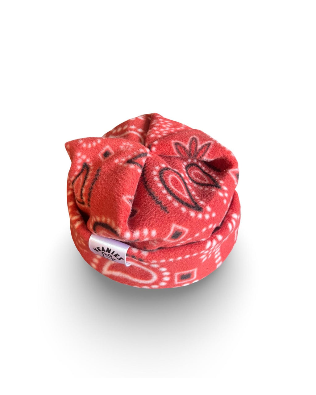 Red Bandana Box Top Beanie | Custom Fit